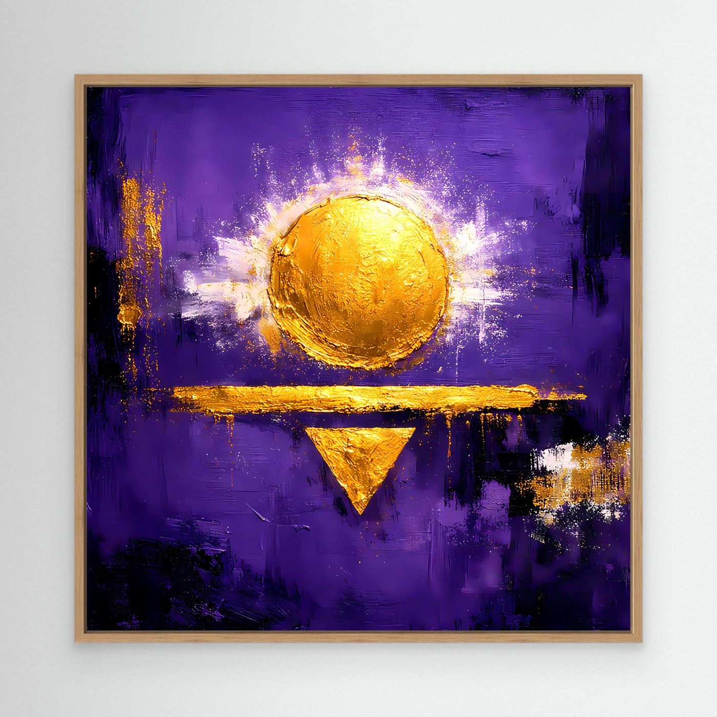 Leinwand Kosmische Sonne auf Violett | Abstraktes Geometrisches Wandbild Moderne Kunst