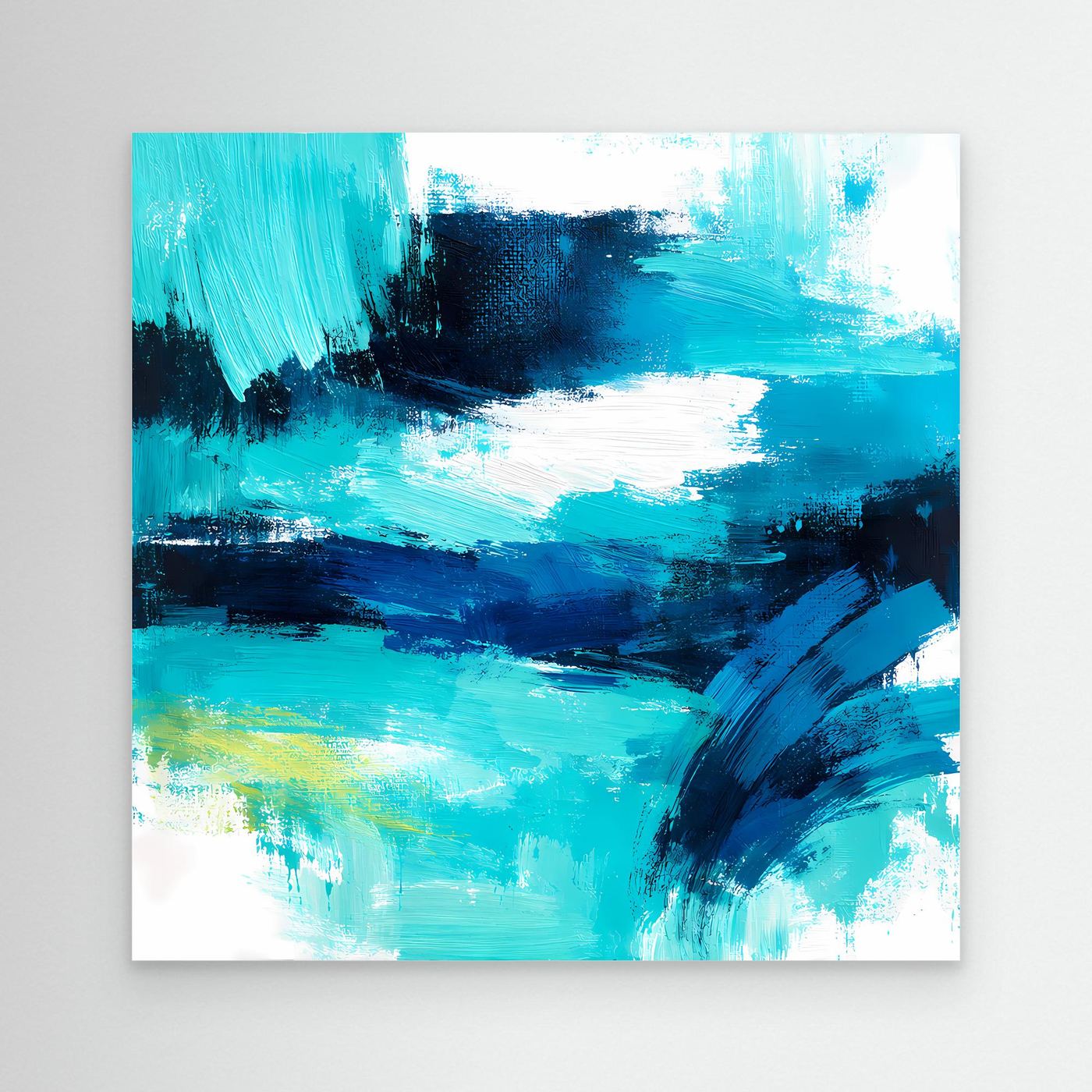 Premium Leinwand Modernes Abstraktes Wandbild Ocean Blue | Maritimes Kunstwerk im Impasto-Stil