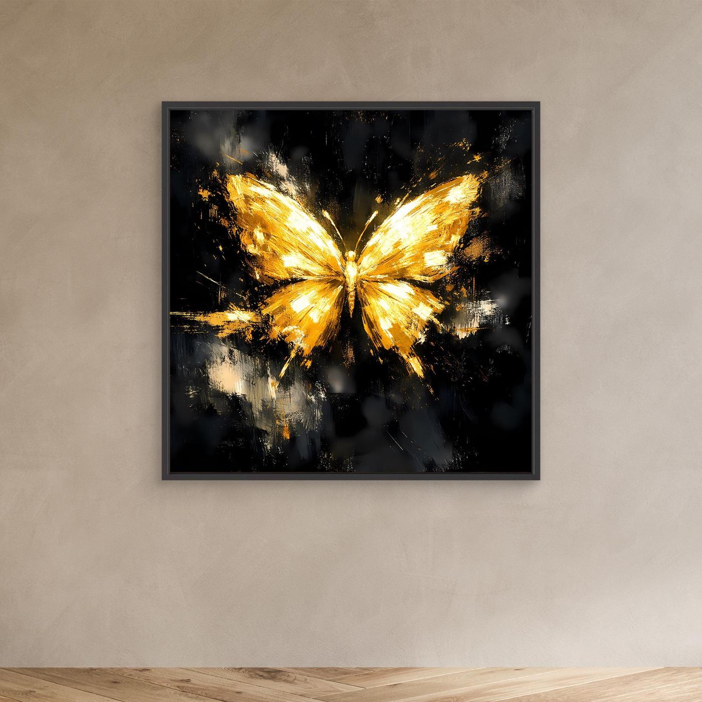 Leinwand Eleganter Goldener Schmetterling | Abstraktes Luxus Wandbild
