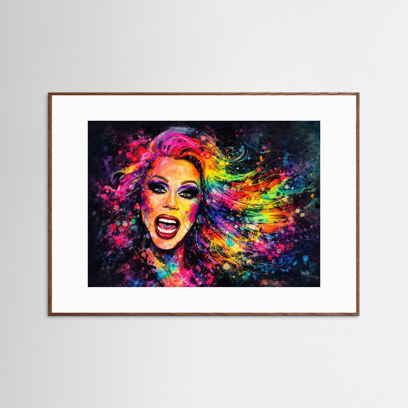 Ausdrucksstarkes Buntes Frauen Portrait | Pop Art Wandbild & Kunst Poster Querformat
