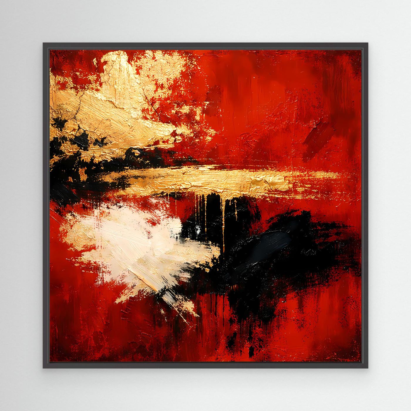 Leinwand Abstraktes Farbspiel in Rot und Gold | Modernes Progressives Wandbild