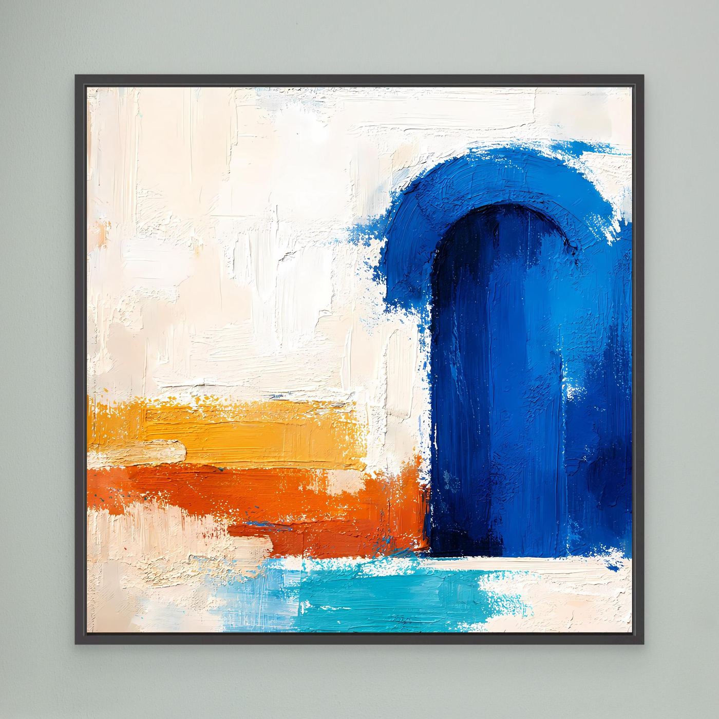 Leinwand Blauer Marokkanischer Torbogen | Abstraktes Orientalisches Wandbild