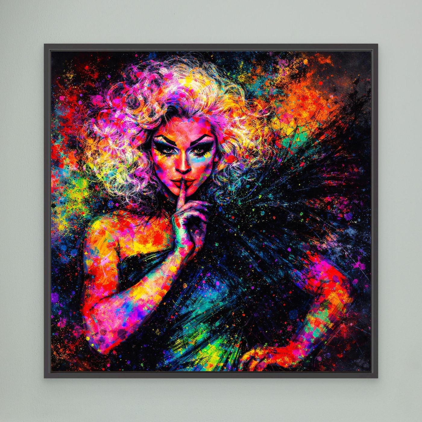 Leinwandbild Drag Queen Pop-Art | Bunte Farbexplosion Wandbild auf Keilrahmen