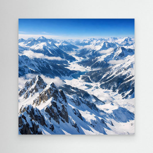 Leinwandbild Panorama Alpen, schneebedeckte Berglandschaft, ohne sichtbaren Rahmen