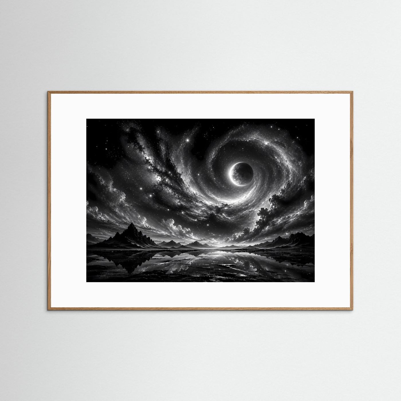 Schwarz Weiß Weltall Poster | Kosmisches Universum Wandbild | Abstrakte Galaxie Modern | Monochrome Wandkunst