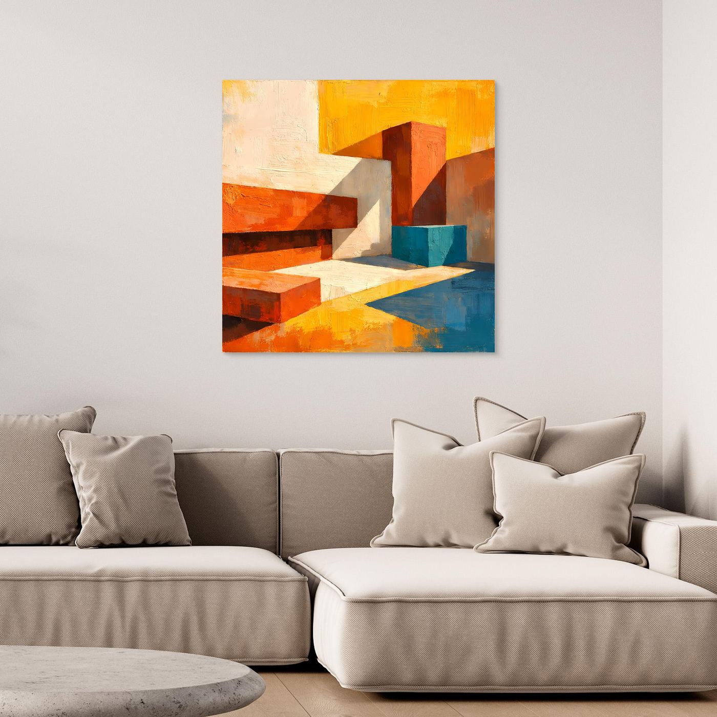 Leinwand Abstrakte Geometrische Formen im Licht | Modernes Architektur Wandbild
