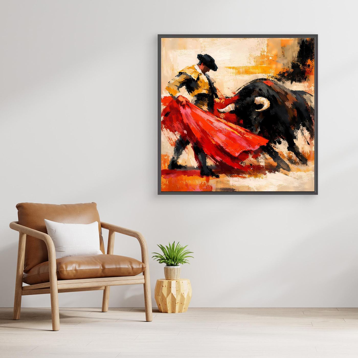 Premium Leinwand Matador und Stier Abstrakt | Modernes Kunst Poster Spanien Wandbild