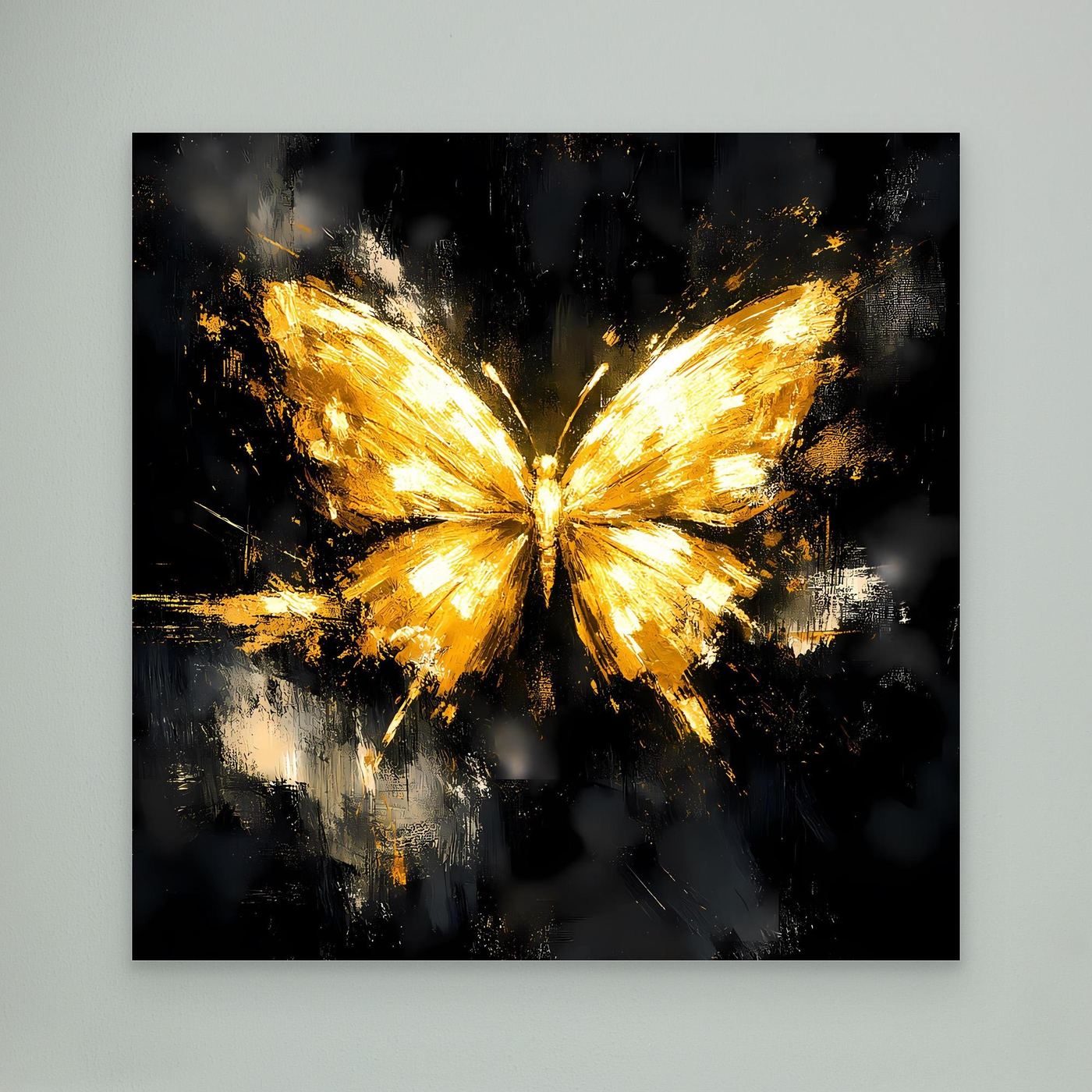 Leinwand Eleganter Goldener Schmetterling | Abstraktes Luxus Wandbild