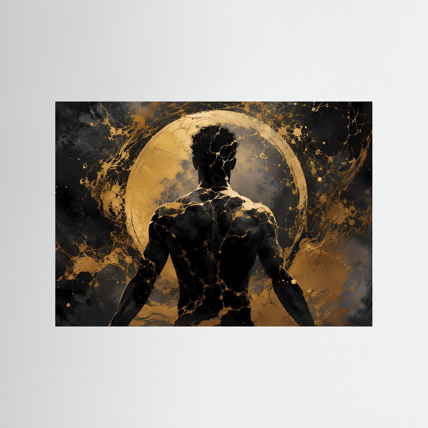 Abstrakter Männerakt Poster | Gold Schwarz Wandkunst | Moderner männlicher Rücken | Elegante Luxus Wall Art | Minimalistisches Leinwandbild