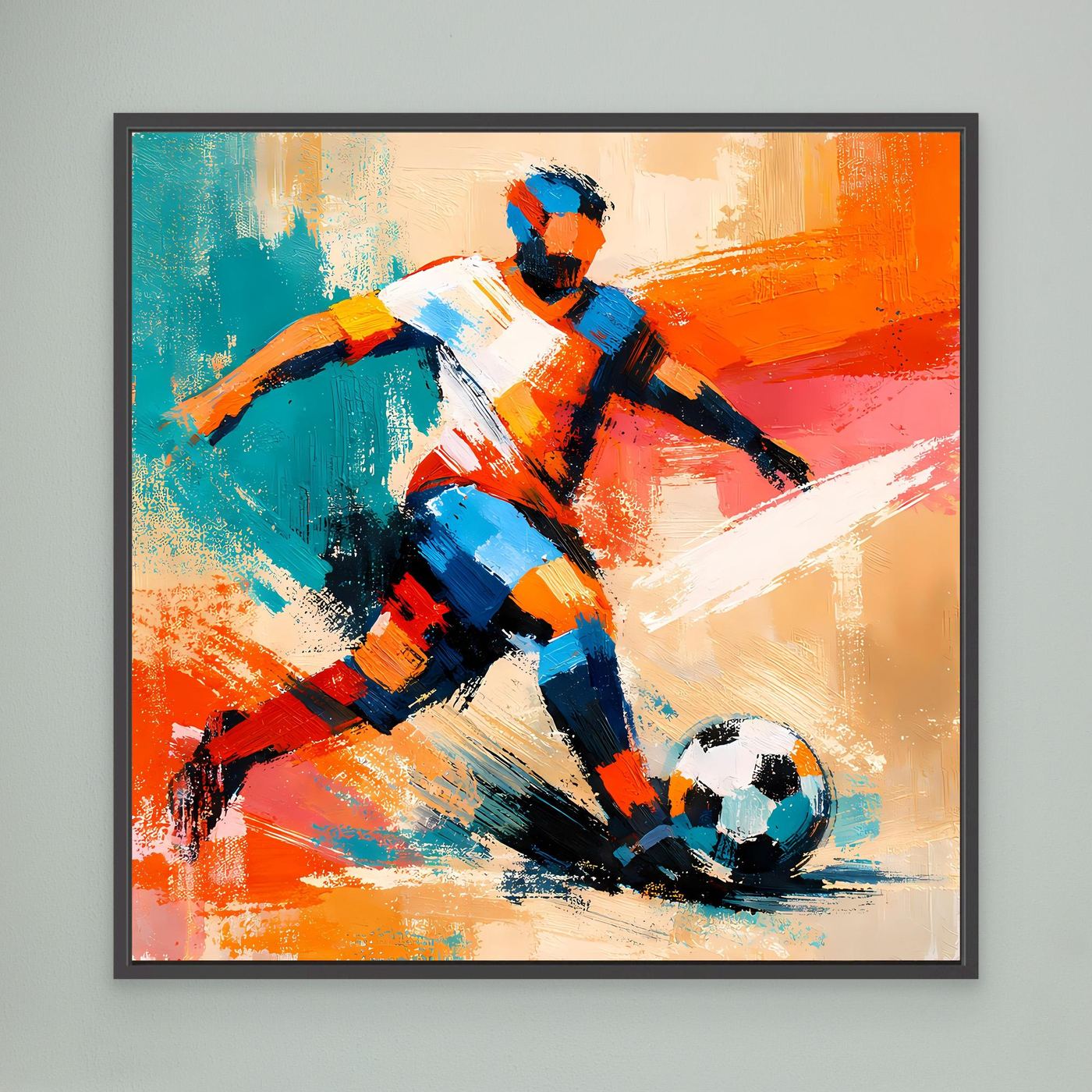 Leinwand Dynamischer Fußballspieler in Aktion | Abstraktes Sport & Fußball Wandbild