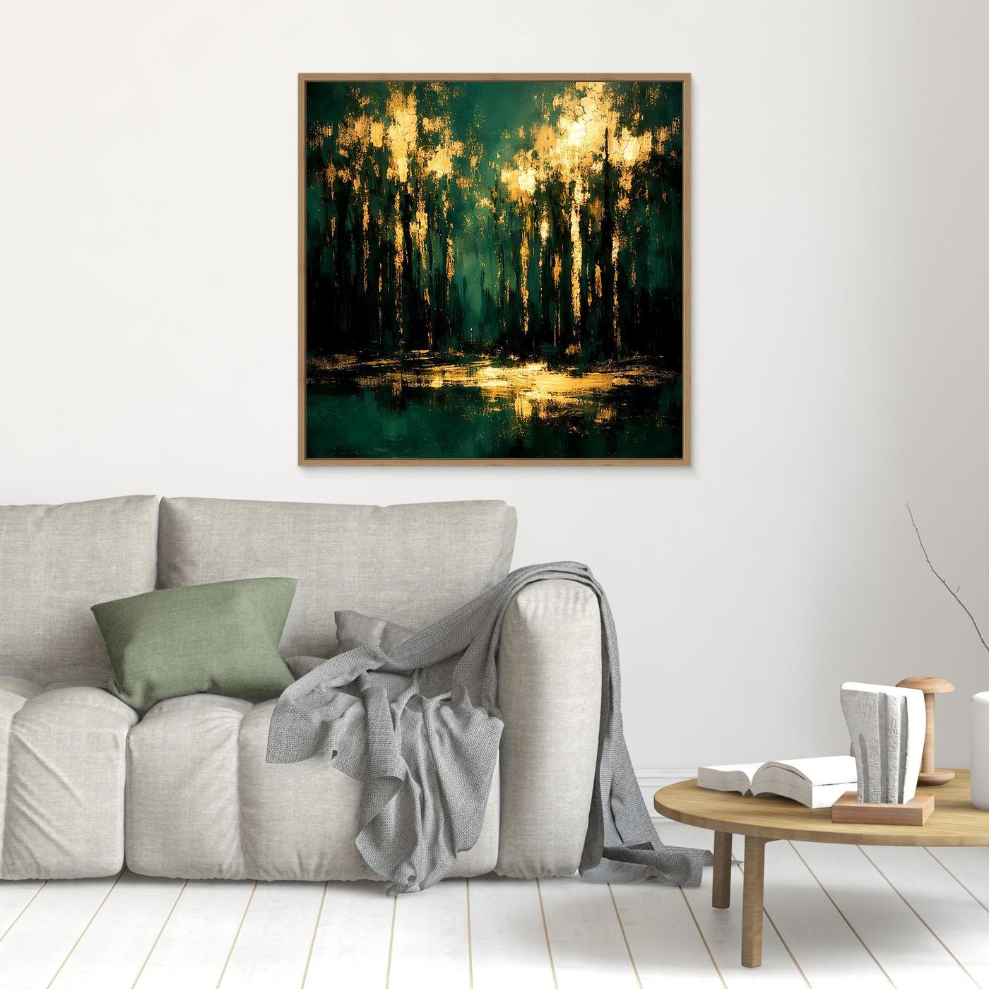 Leinwand Mystischer Wald im Abendlicht | Abstraktes Natur Wandbild Moderne Kunst