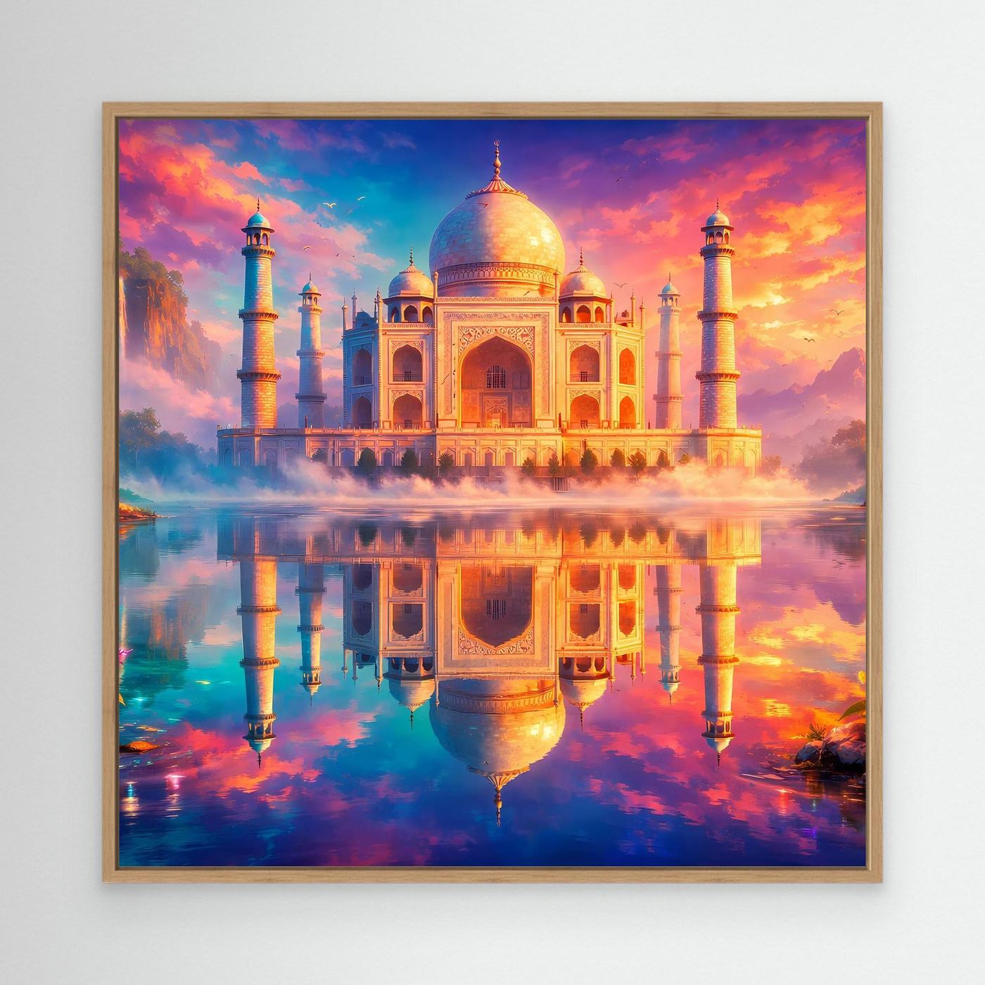 Leinwandbild Magisches Taj Mahal | Orientalisches Palast Wandbild auf echtem Holzkeilrahmen