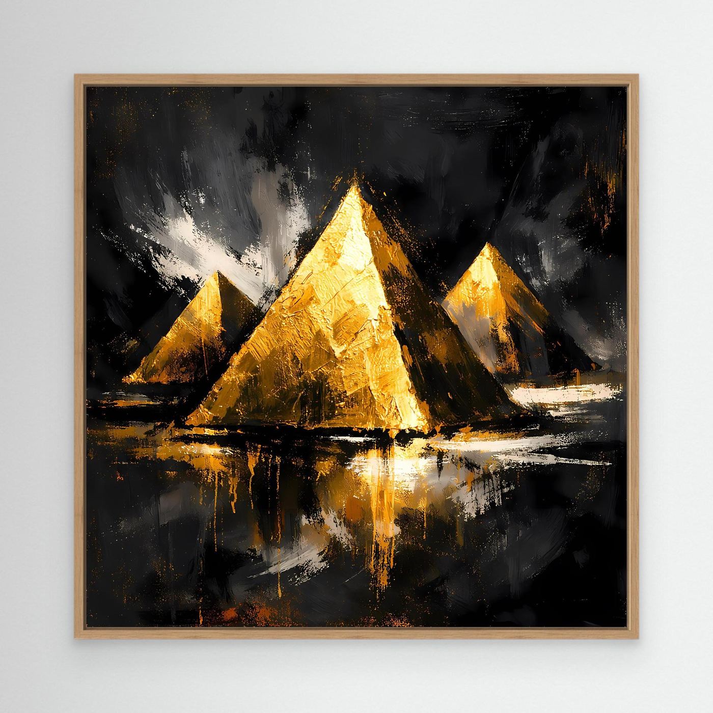 Leinwand Goldene Pyramiden von Gizeh | Abstraktes Ägypten Wandbild Modern