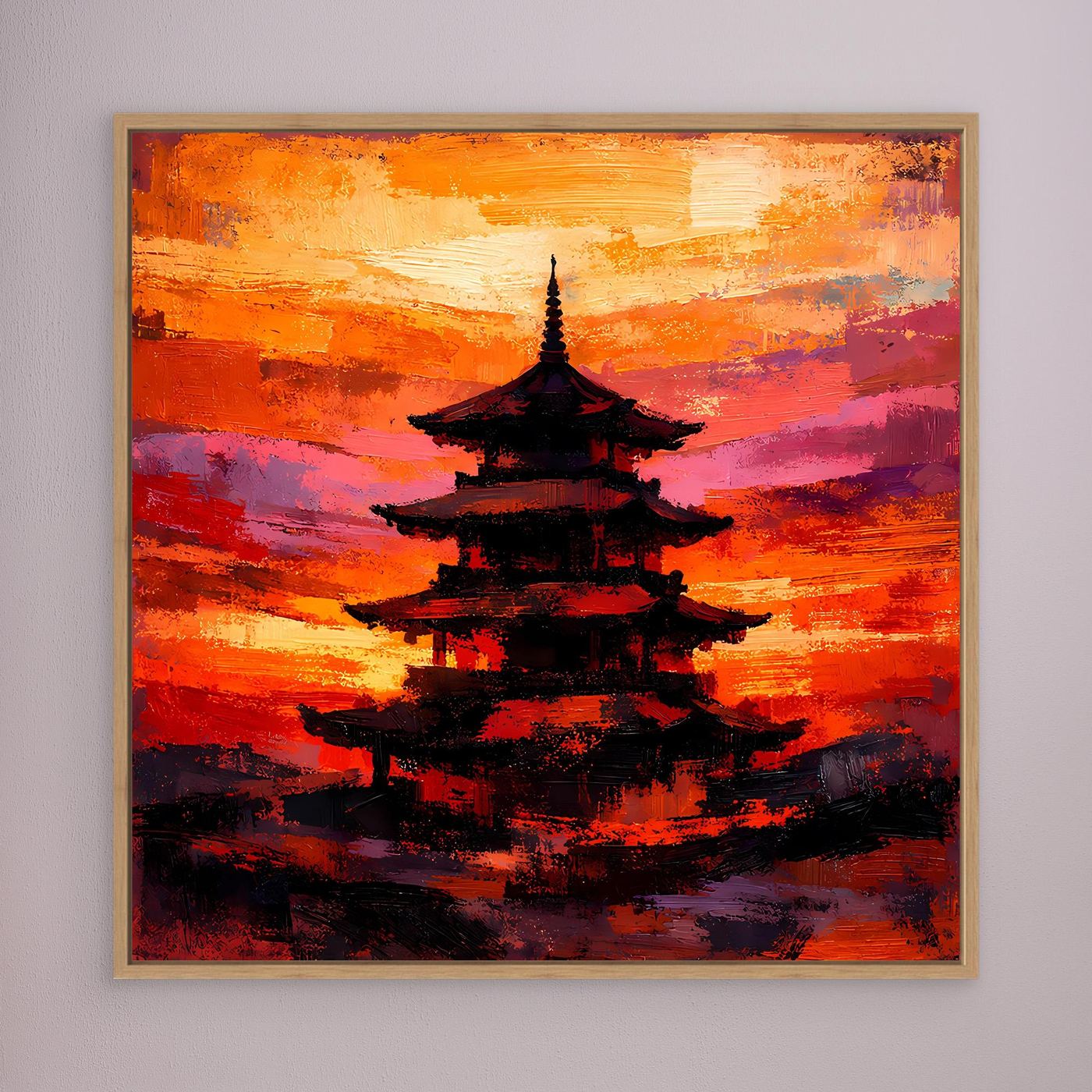 Leinwandbild Traditionelle Japanische Pagode | Abstraktes Asien-Wandbild