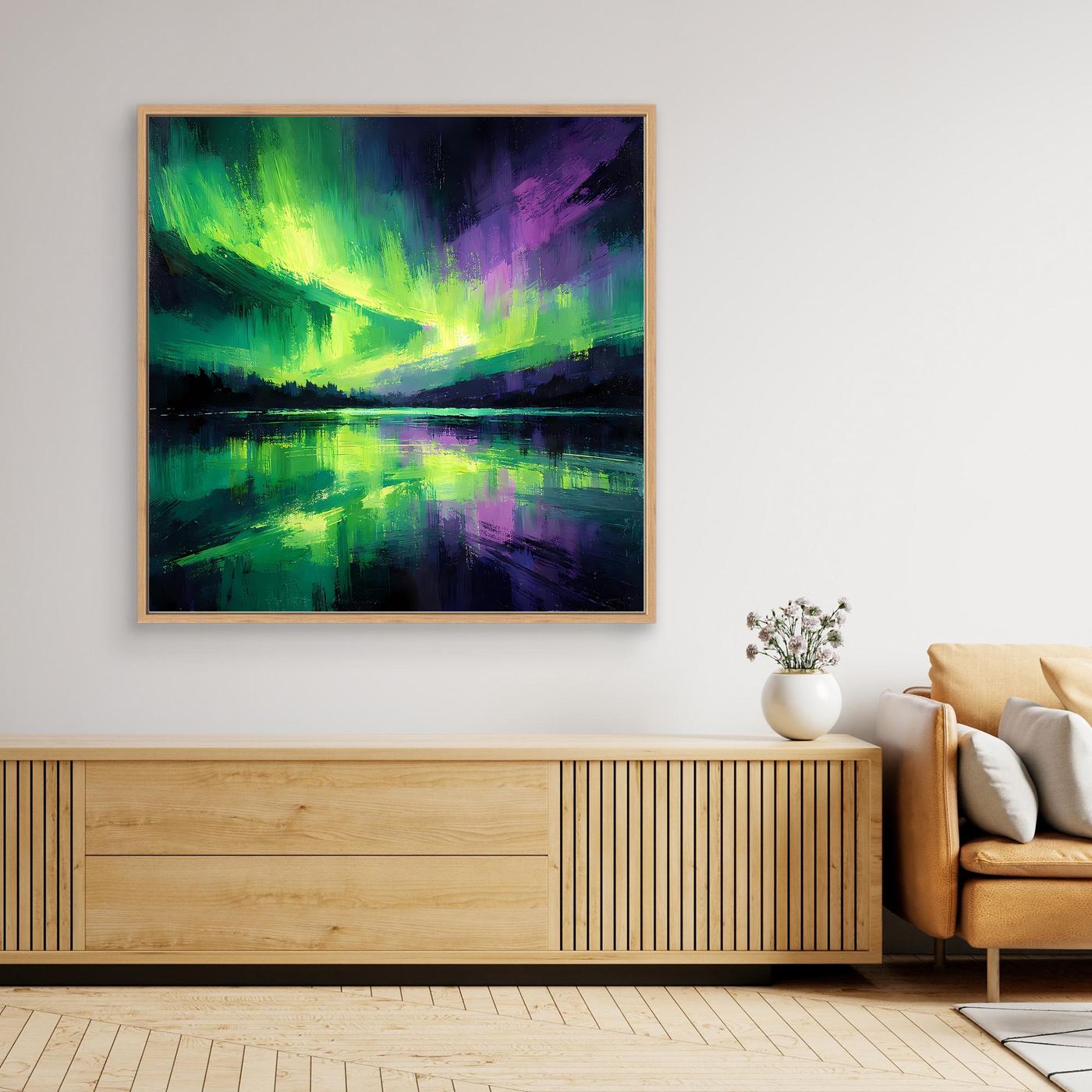 Leinwand Magisches Polarlicht | Abstraktes Nordlicht Natur Wandbild
