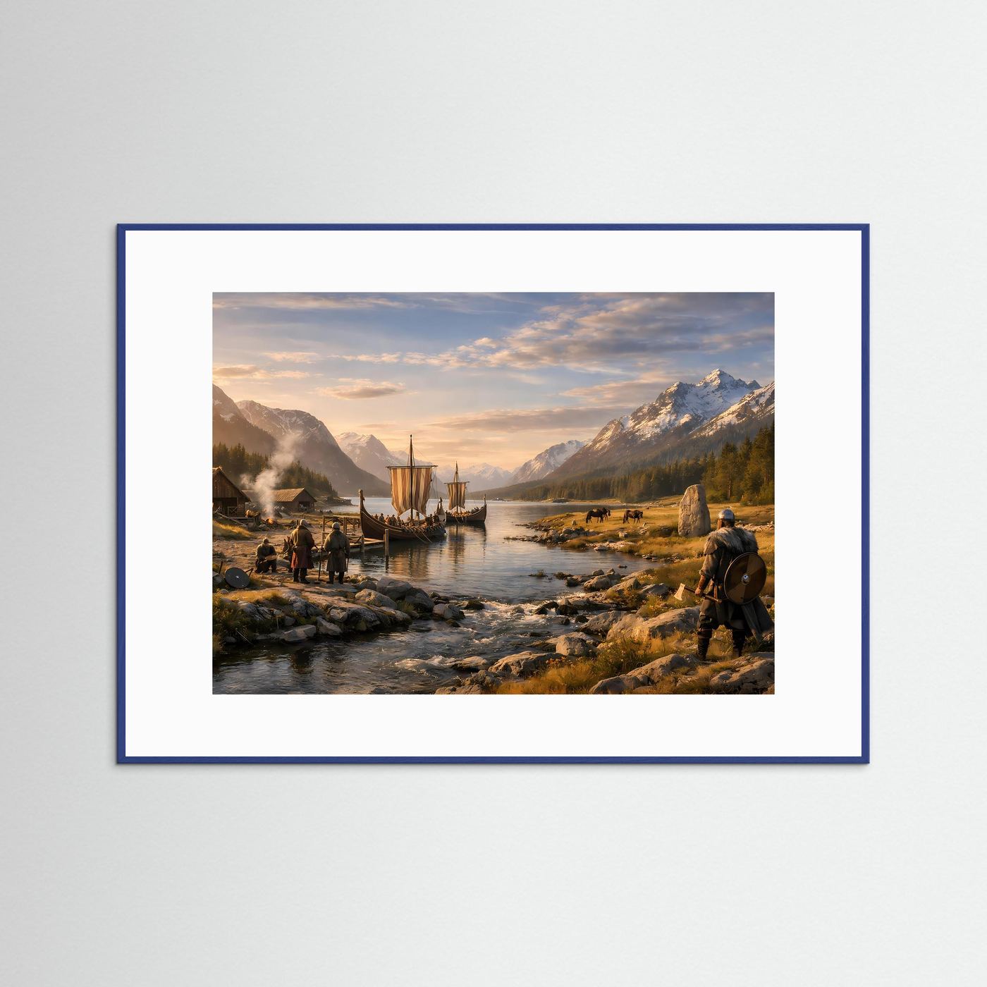 Wikingerdorf am Fjord | Historische Saga & Natur Poster Querformat