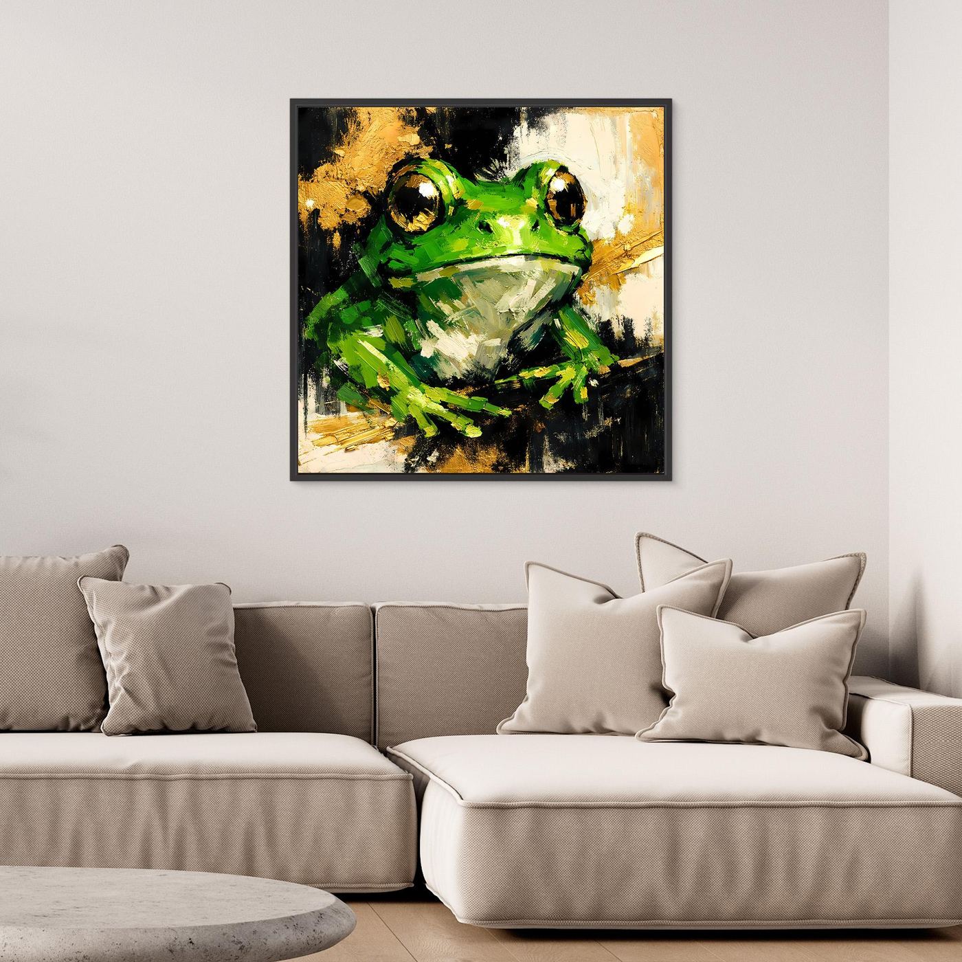 Leinwand Farbenfroher Grüner Frosch | Abstraktes Tier Wandbild