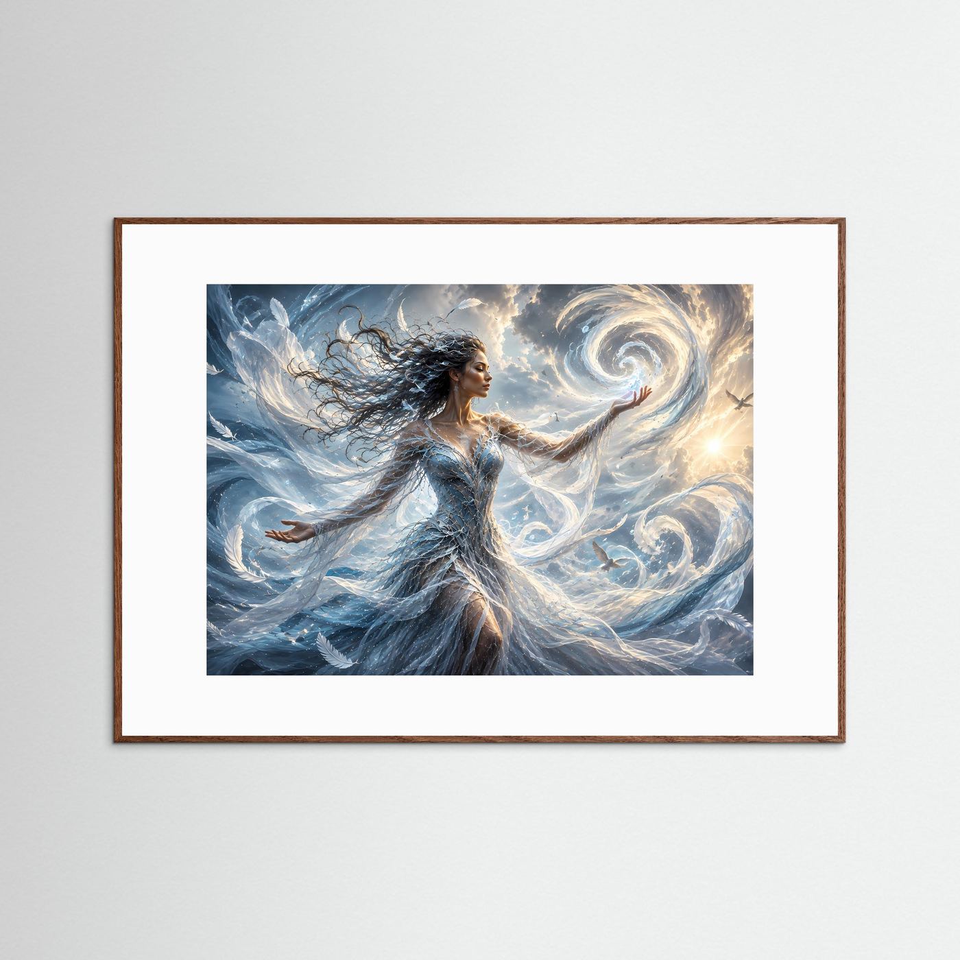 Element Luft Poster | Himmlische Göttin Wandbild | Fantasy Fine Art | Magische Windkunst | Elegante Moderne Leinwand