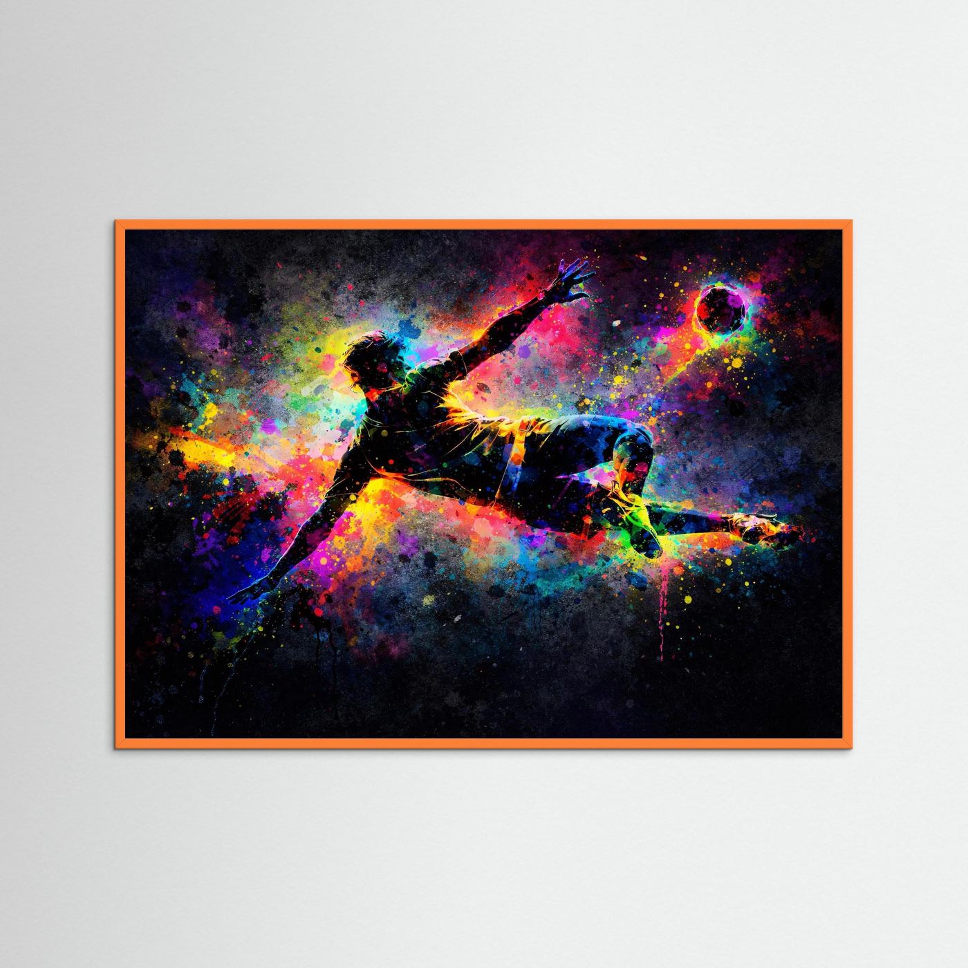 Poster Fußballer beim Fallrückzieher | Modernes Abstraktes Sport Wandbild