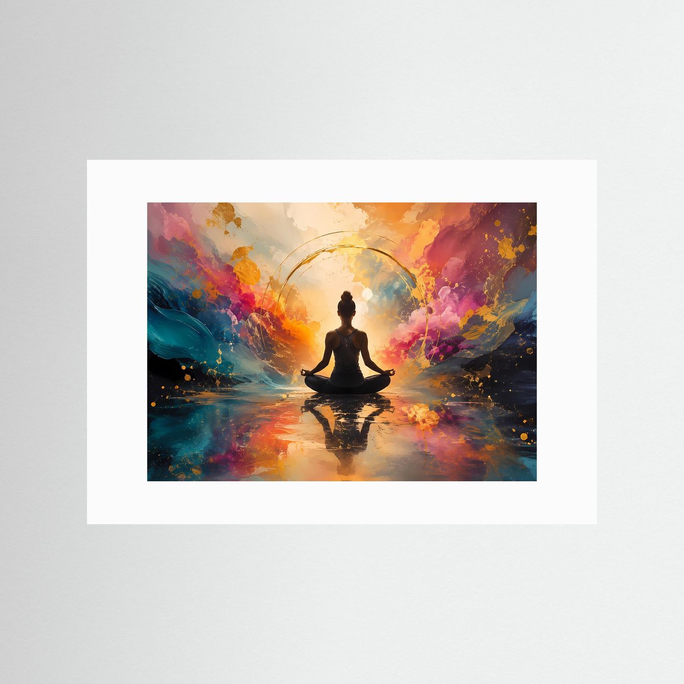 Harmonie der Elemente | Spirituelles Yoga & Meditation Poster mit Gold-Akzenten