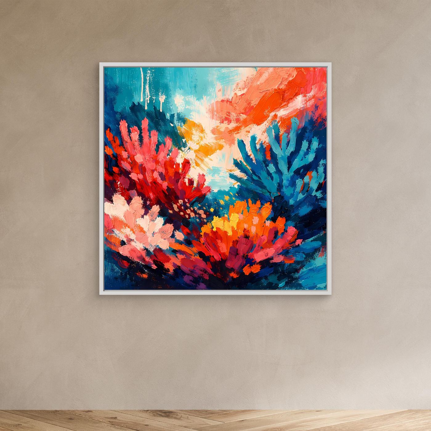 Leinwand Abstraktes Korallenriff im Farbenrausch | Modernes Unterwasser Wandbild