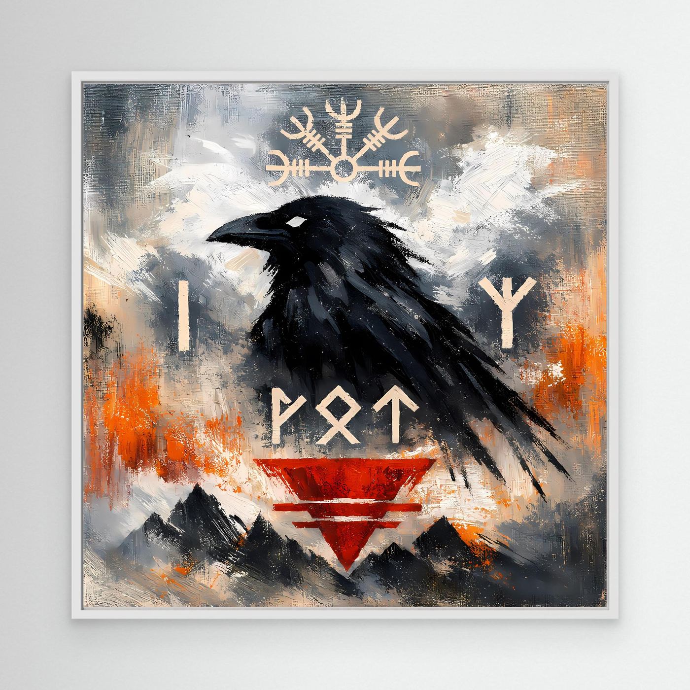 Leinwand Odin's Rabe | Wikinger Runen & Vegvísir Nordisches Wandbild