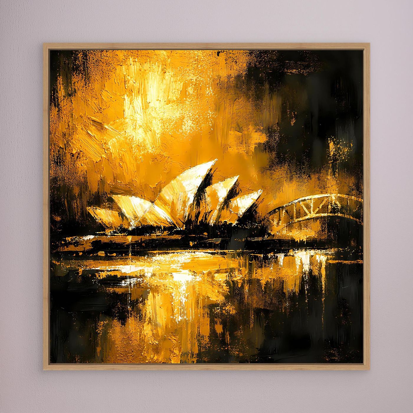 Leinwand Sydney Skyline bei Nacht | Abstraktes Opernhaus Wandbild Gold