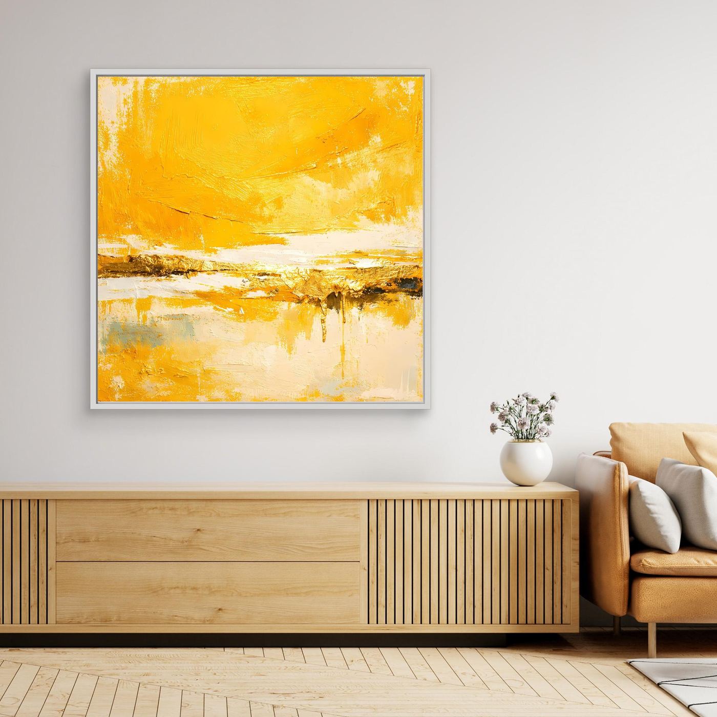 Leinwand Abstraktes Gemälde in Sonnengelb und Gold | Modernes Abstraktes Wandbild