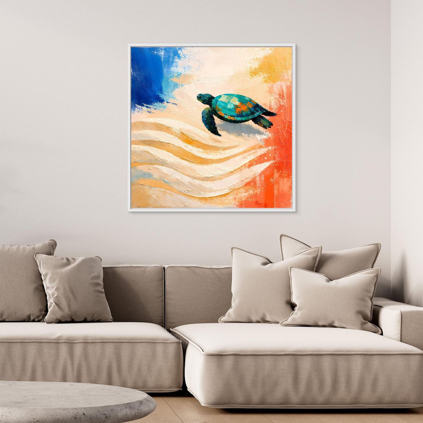 Leinwand Elegante Meeresschildkröte im Ozean | Abstraktes Strand & Meer Wandbild