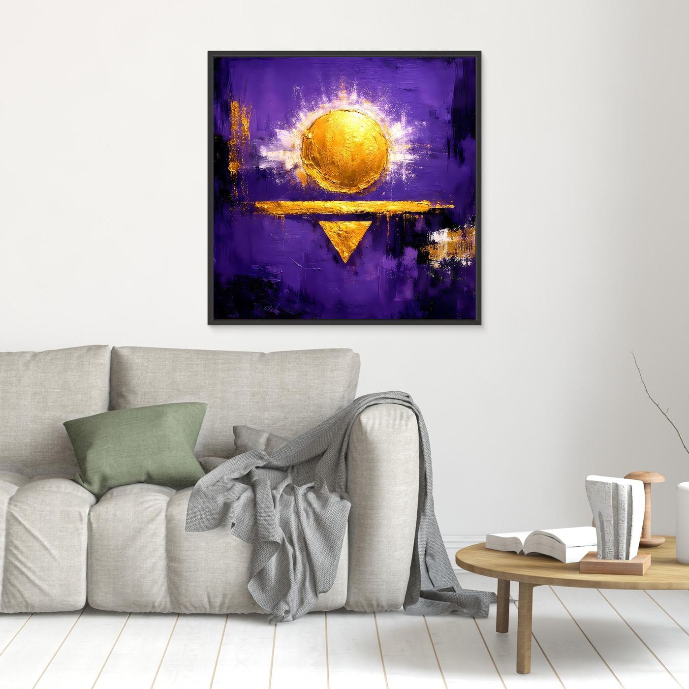 Leinwand Kosmische Sonne auf Violett | Abstraktes Geometrisches Wandbild Moderne Kunst