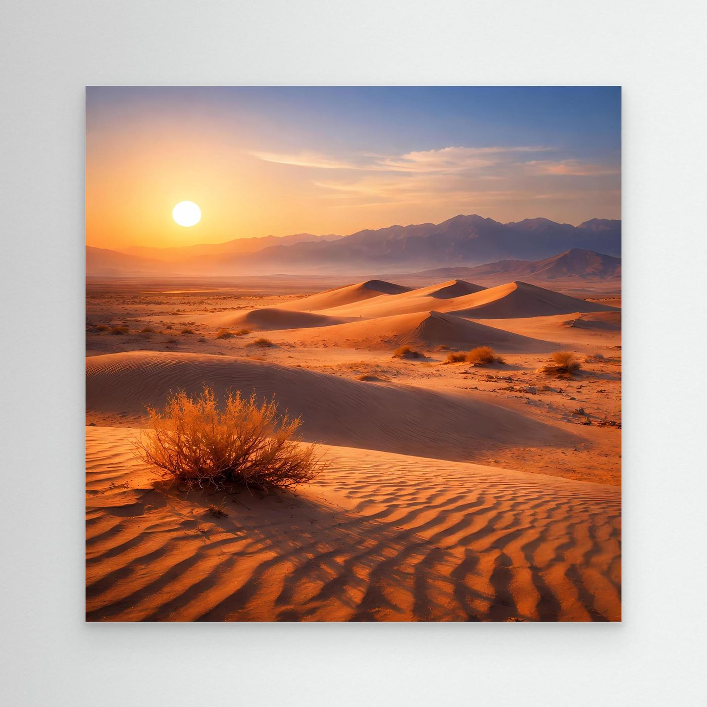 Leinwand Goldener Sonnenuntergang in der Wüste | Modernes Dünen-Landschaft Wandbild