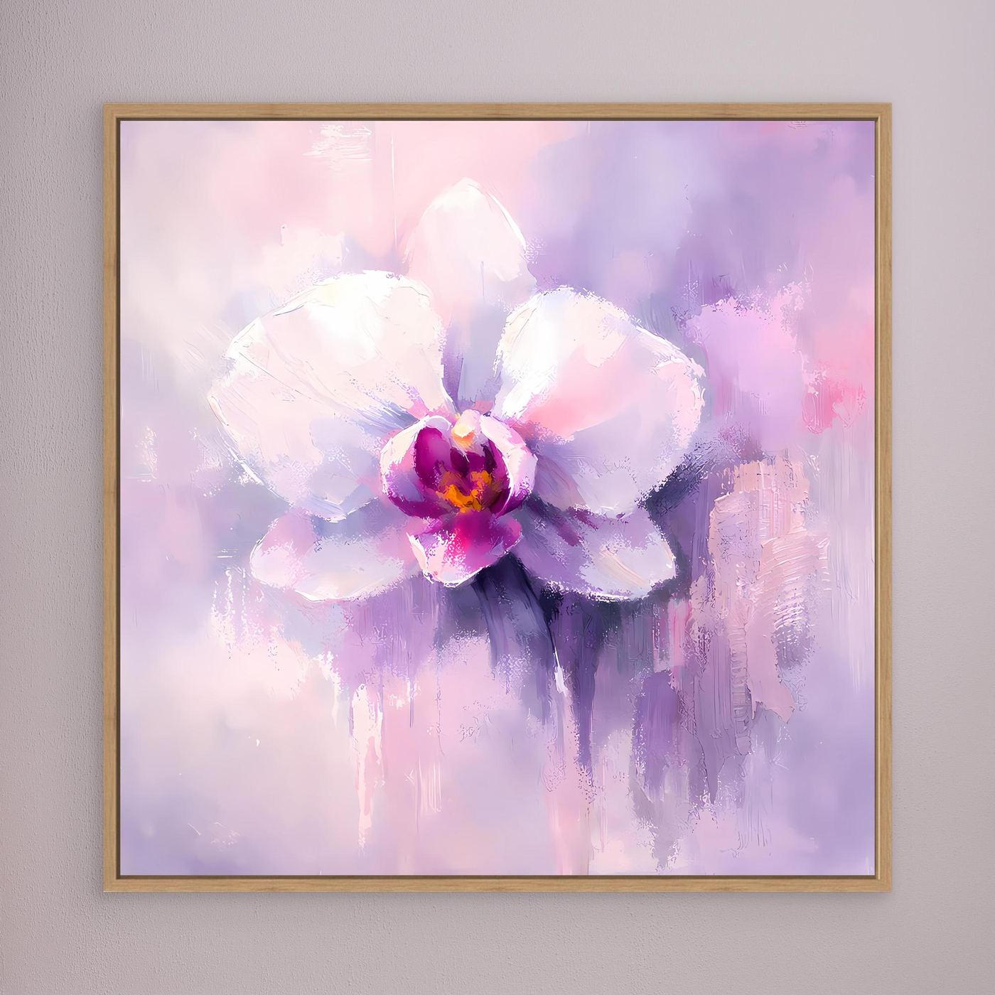 Leinwand Abstraktes Orchideen Blütenbild | Modernes Wandbild Weiß Violett Pink