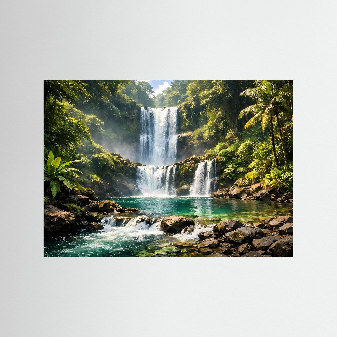 Tropischer Wasserfall im Dschungelparadies | Panorama Natur Poster Querformat