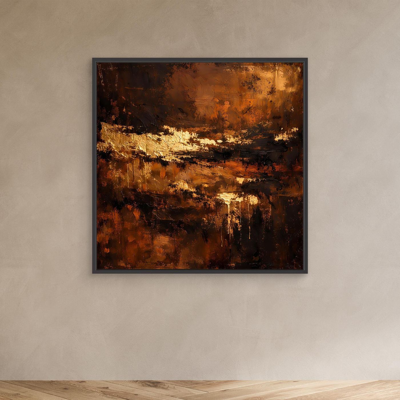 Leinwand Abstraktes Ölgemälde in Gold und Bronze | Modernes Luxus Wandbild