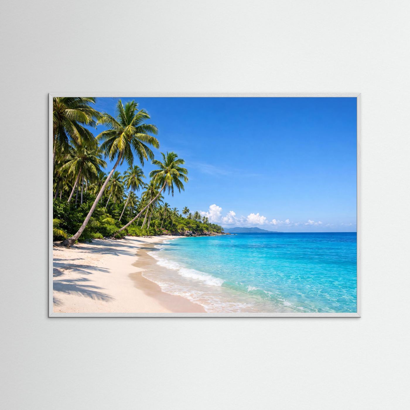 Tropischer Palmenstrand im Sonnenschein | Panorama Meer & Küste Poster Querformat