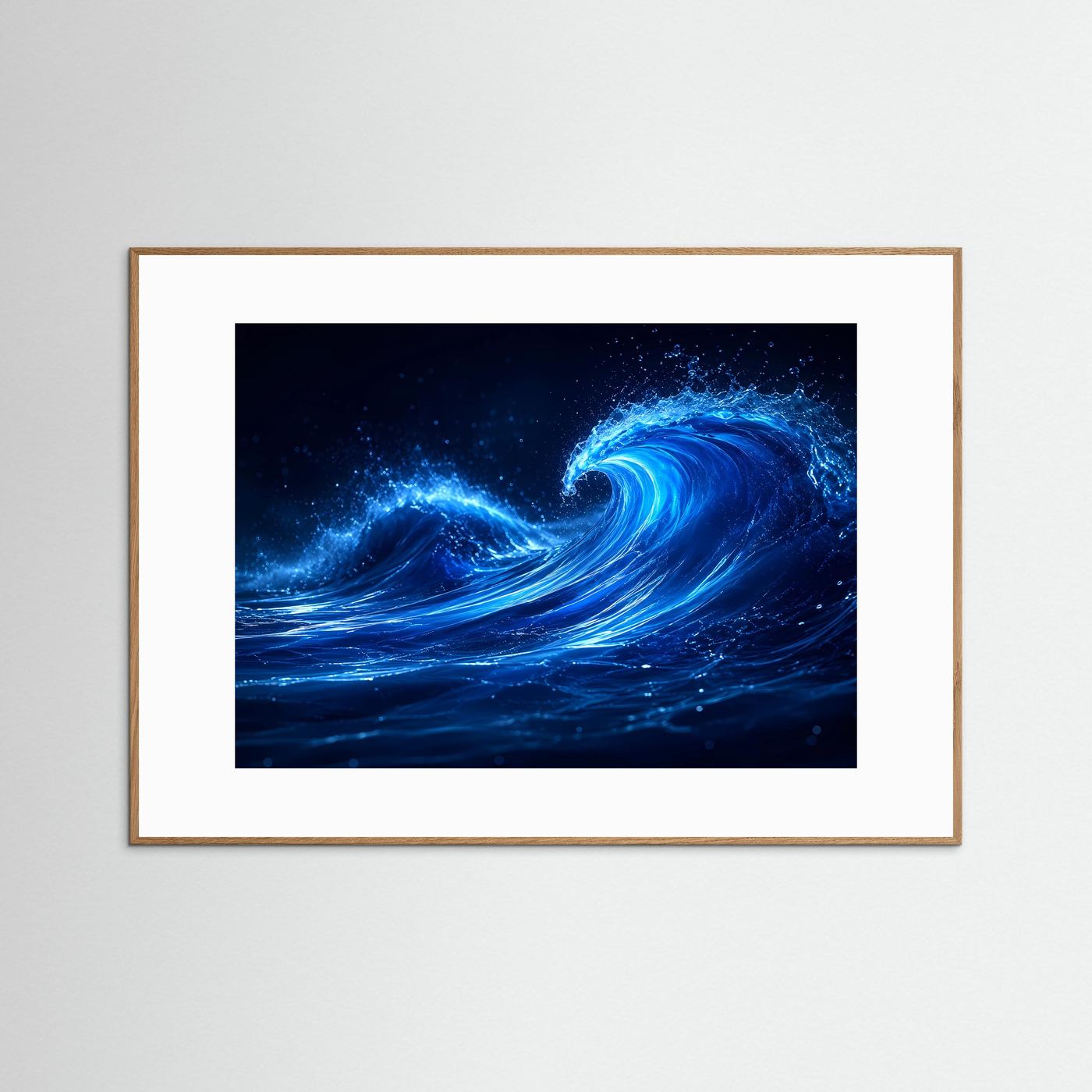 Kraft der Ozeane | Leuchtende Blaue Welle Poster im Modern Art Stil