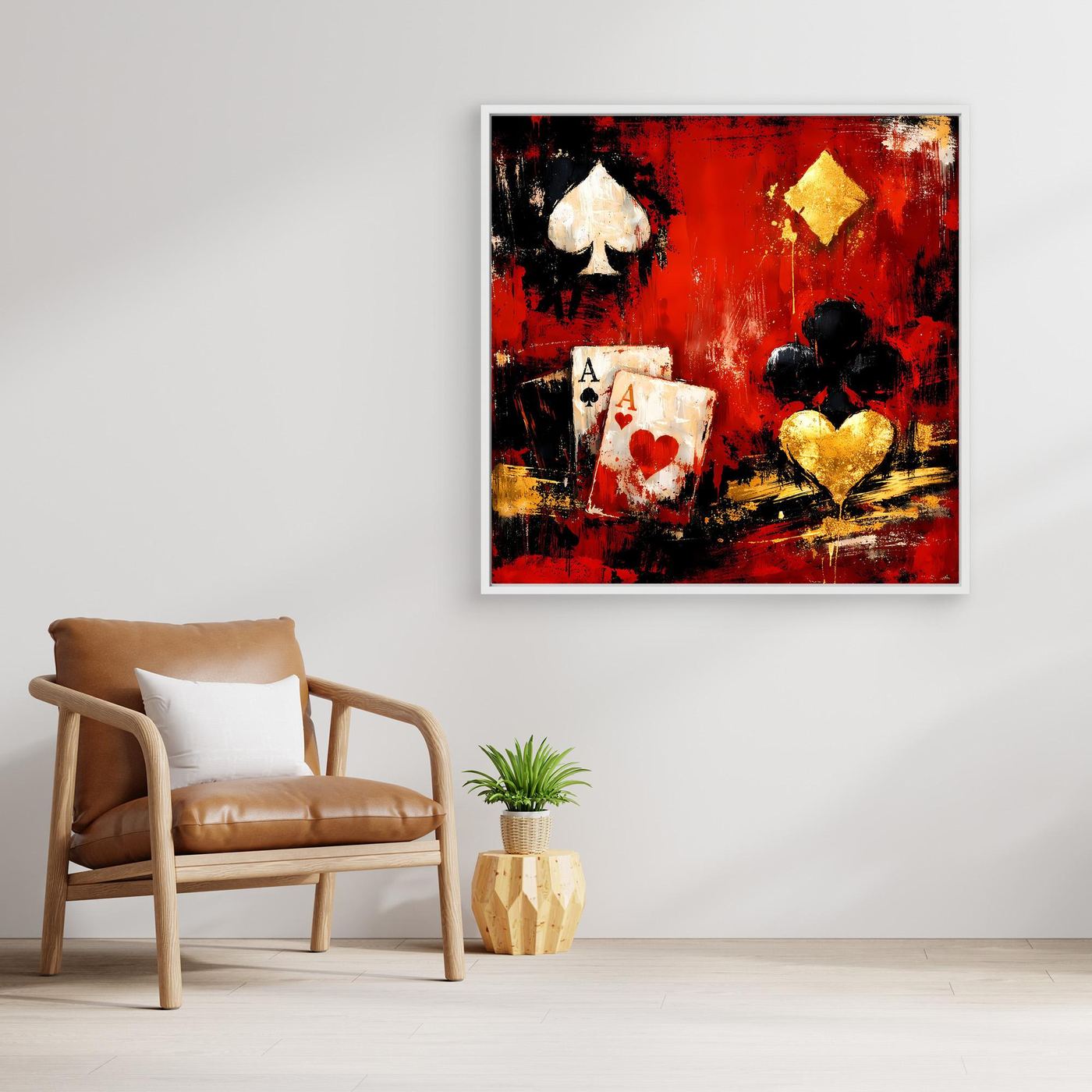Leinwand Abstraktes Poker-Design mit Assen | Modernes Spielkarten Wandbild Kunst