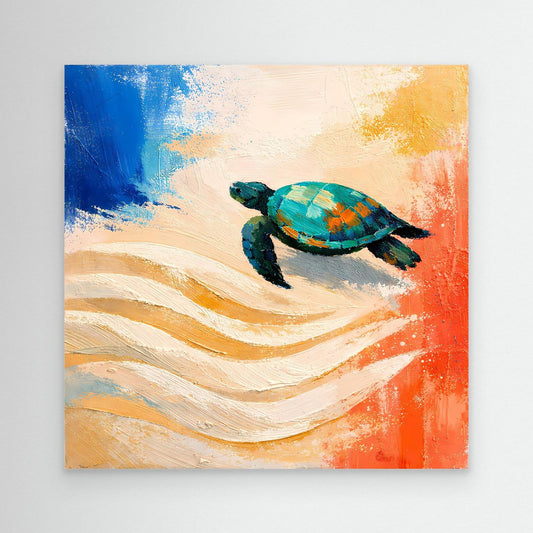 Leinwand Elegante Meeresschildkröte im Ozean | Abstraktes Strand & Meer Wandbild