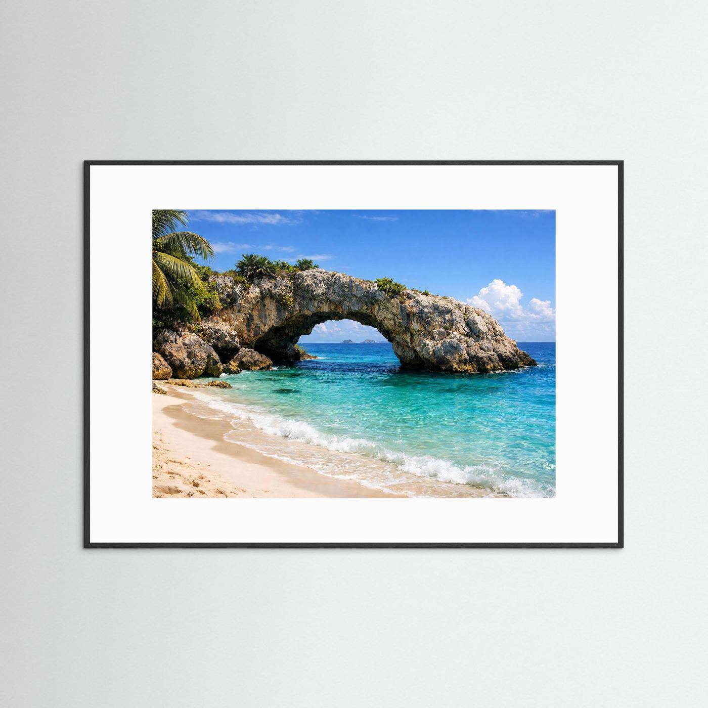 Natürlicher Felsbogen am Traumstrand | Panorama Klippen & Meer Poster Querformat