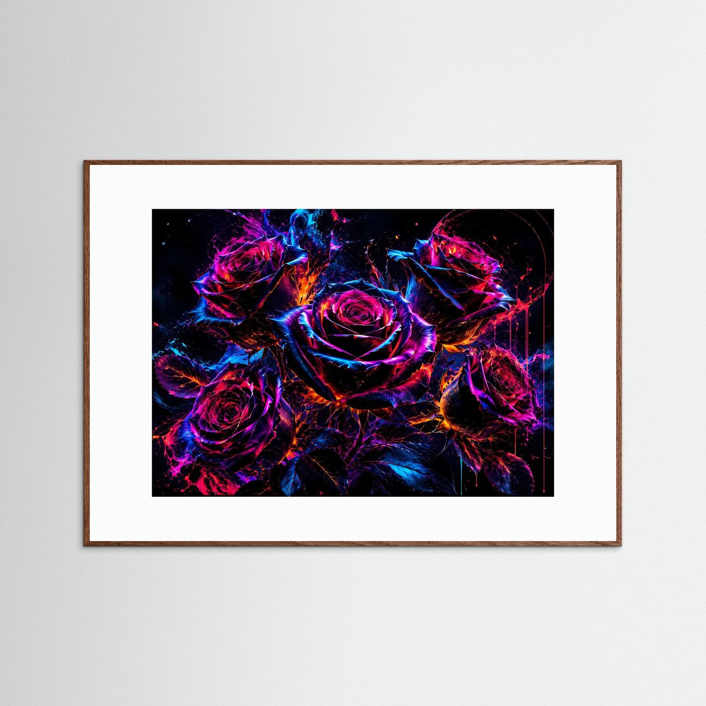 Neon Rosen Explosion | Futurale Blumenkunst in Pink & Blau