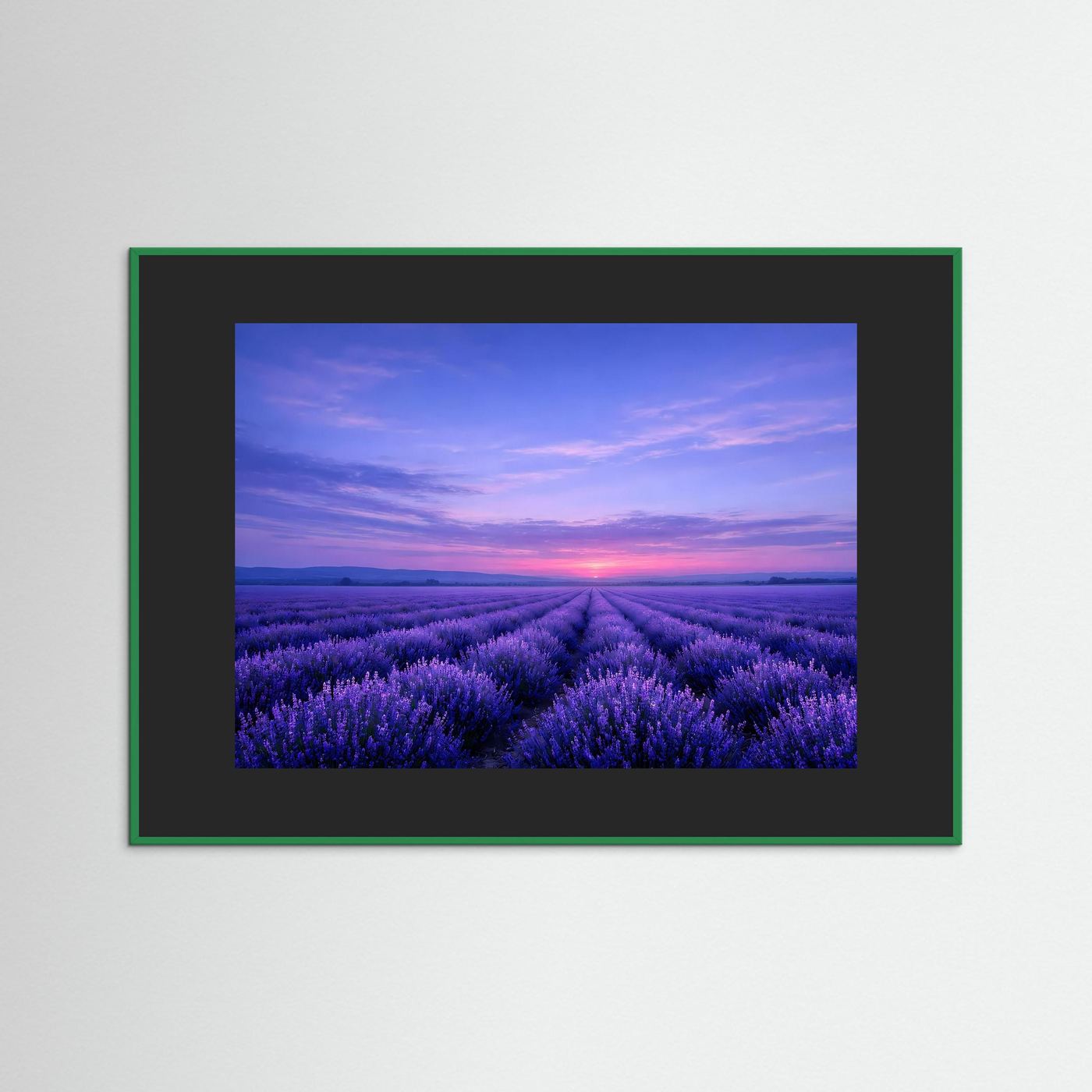 Poster Lavendelfeld im Sonnenuntergang | Majestätisches Violettes Wandbild