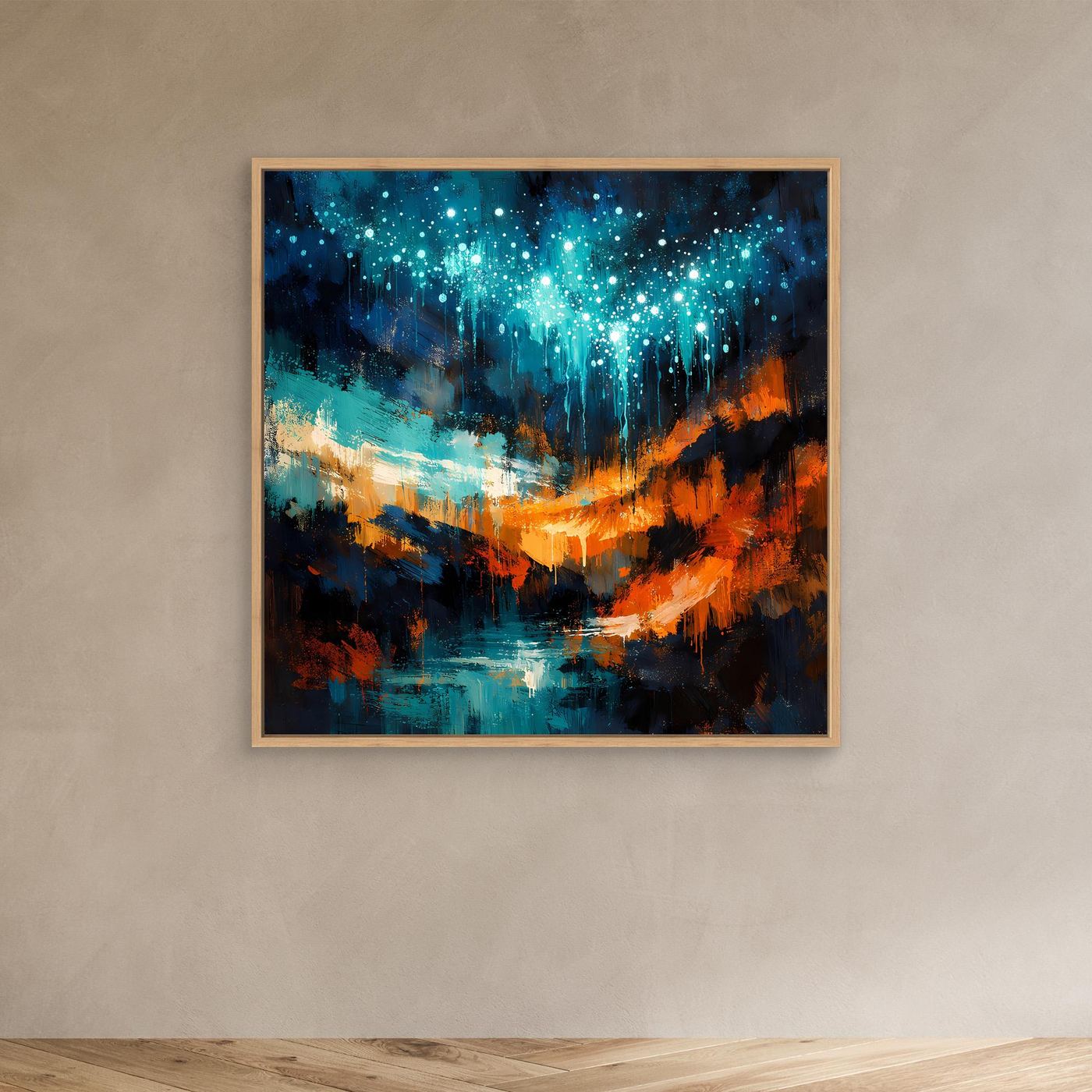 Leinwand Magische Glühwürmchen-Höhle | Abstraktes Natur Fantasy Wandbild