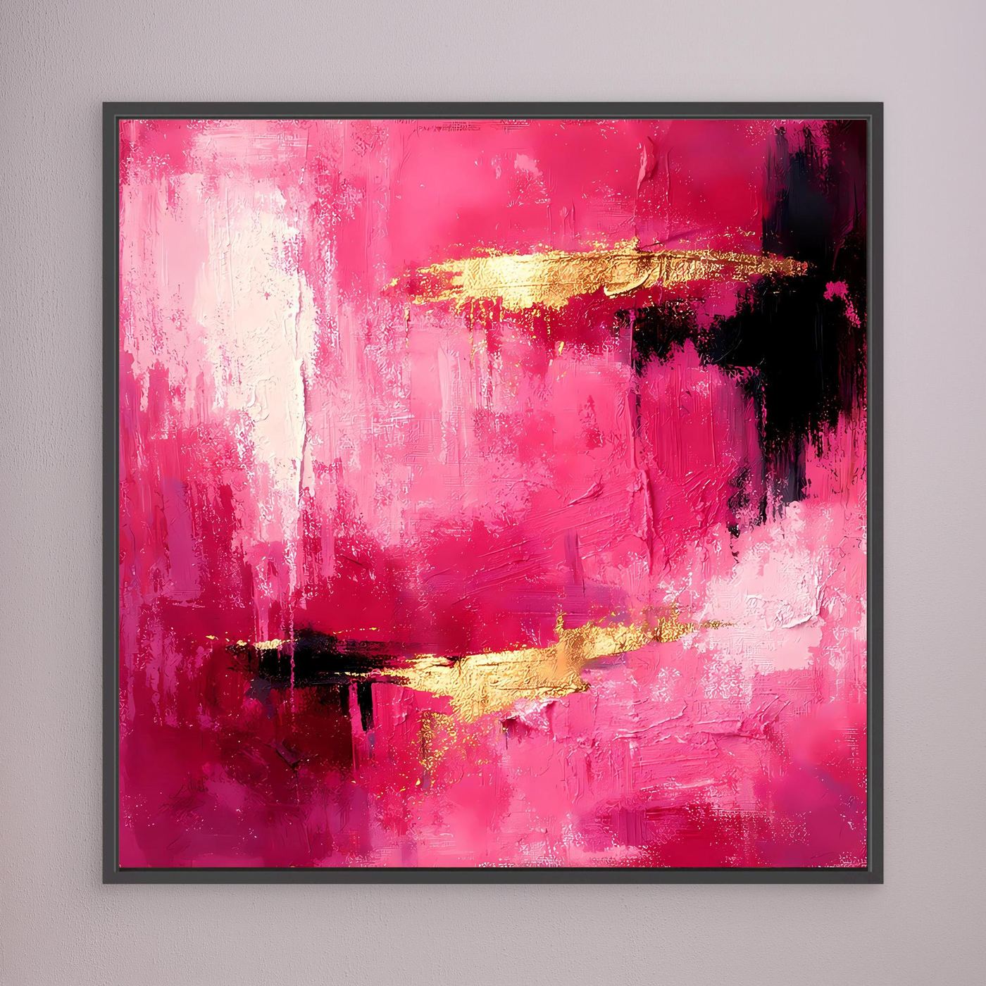 Leinwand Abstraktes Gemälde in Rosa und Gold | Modernes Elegantes Wandbild