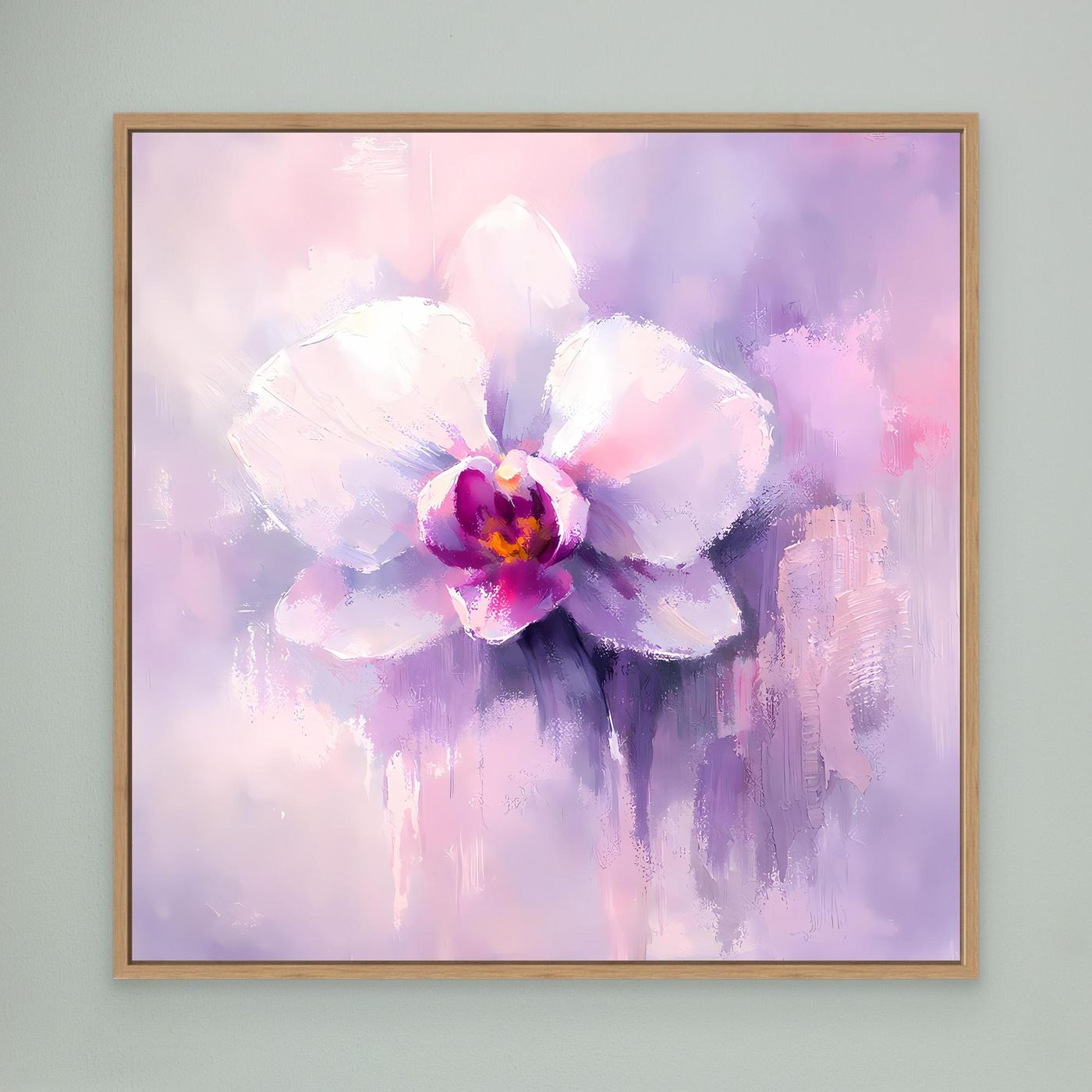 Leinwand Abstraktes Orchideen Blütenbild | Modernes Wandbild Weiß Violett Pink