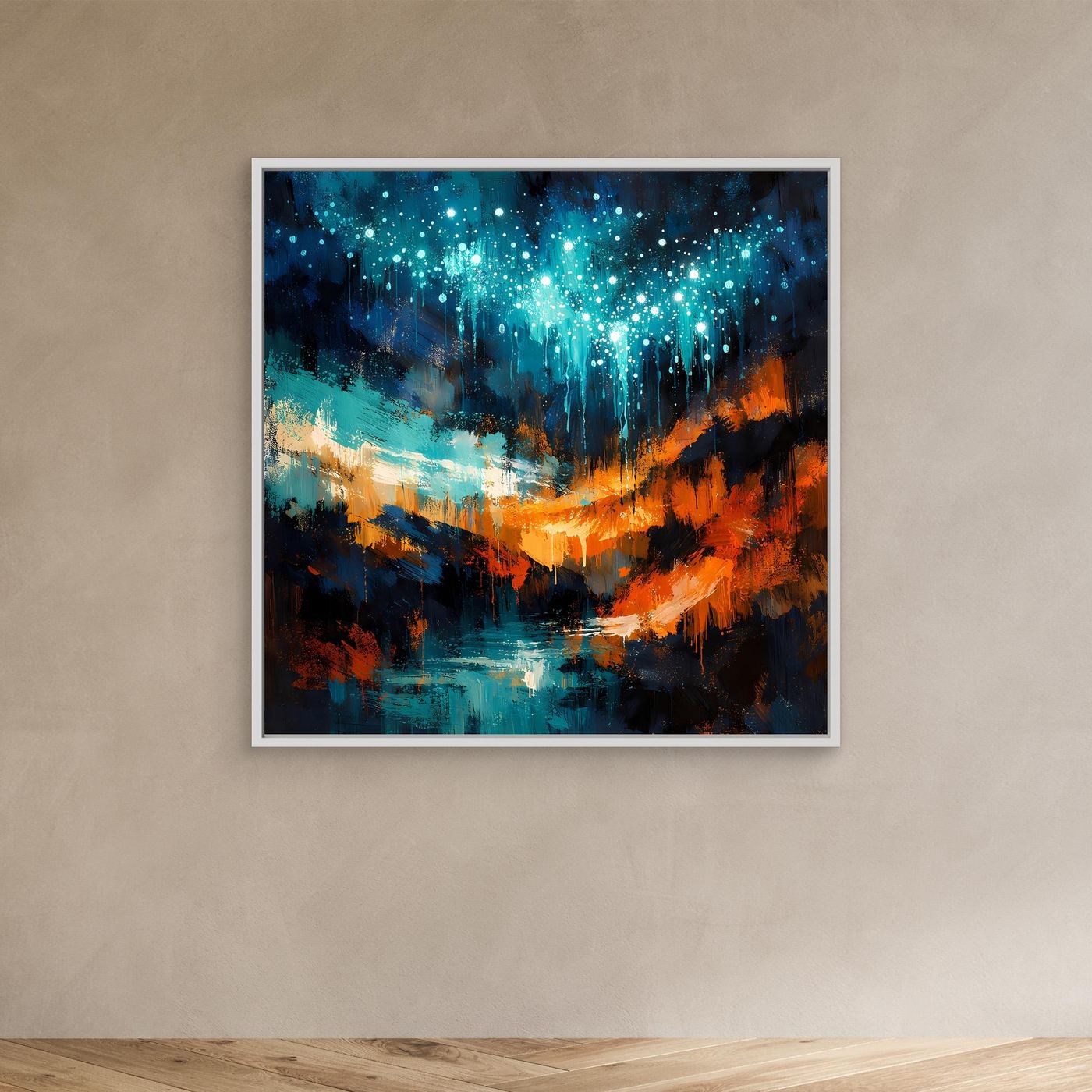 Leinwand Magische Glühwürmchen-Höhle | Abstraktes Natur Fantasy Wandbild