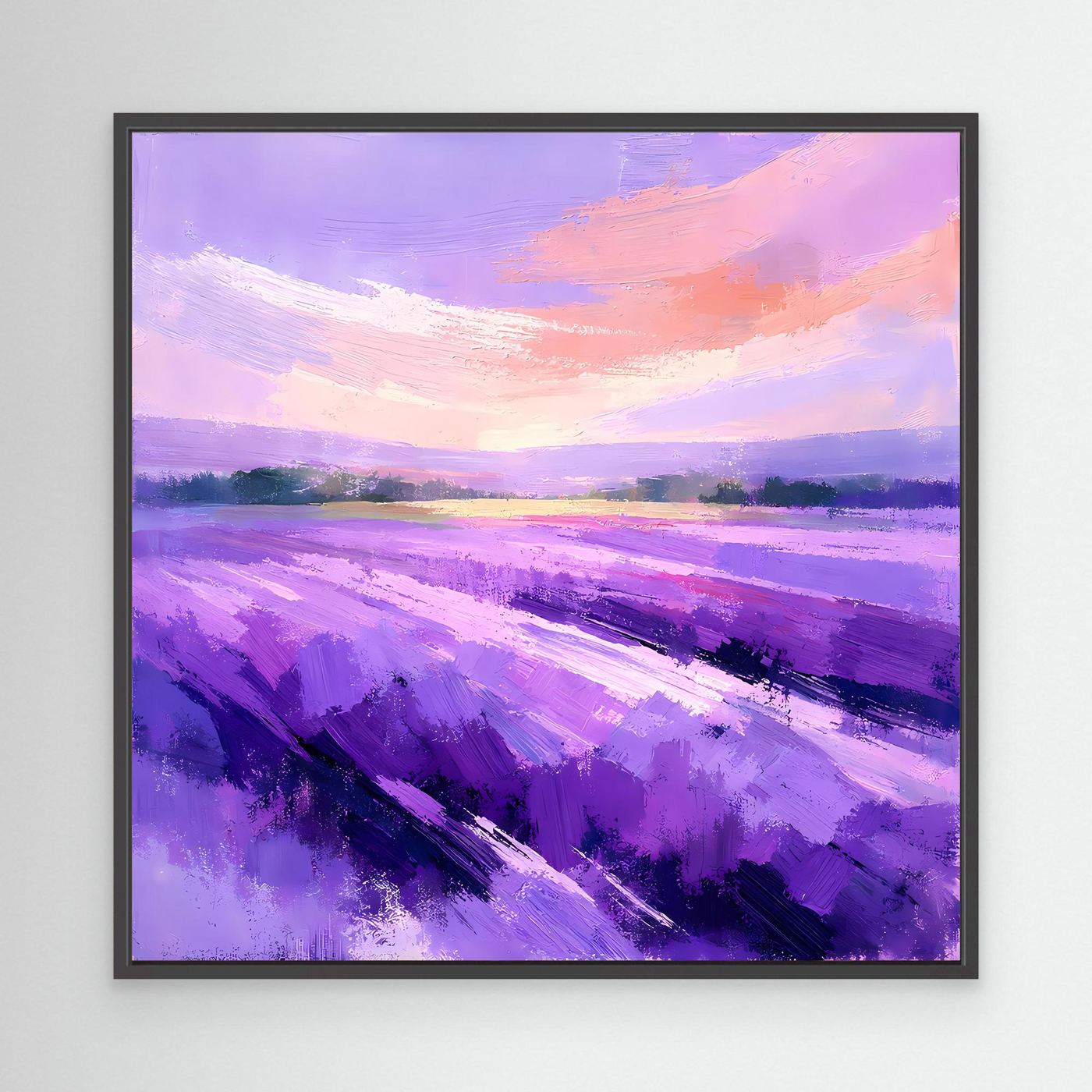 Leinwand Abstraktes Lavendelfeld im Abendlicht | Modernes Provence Wandbild Lila