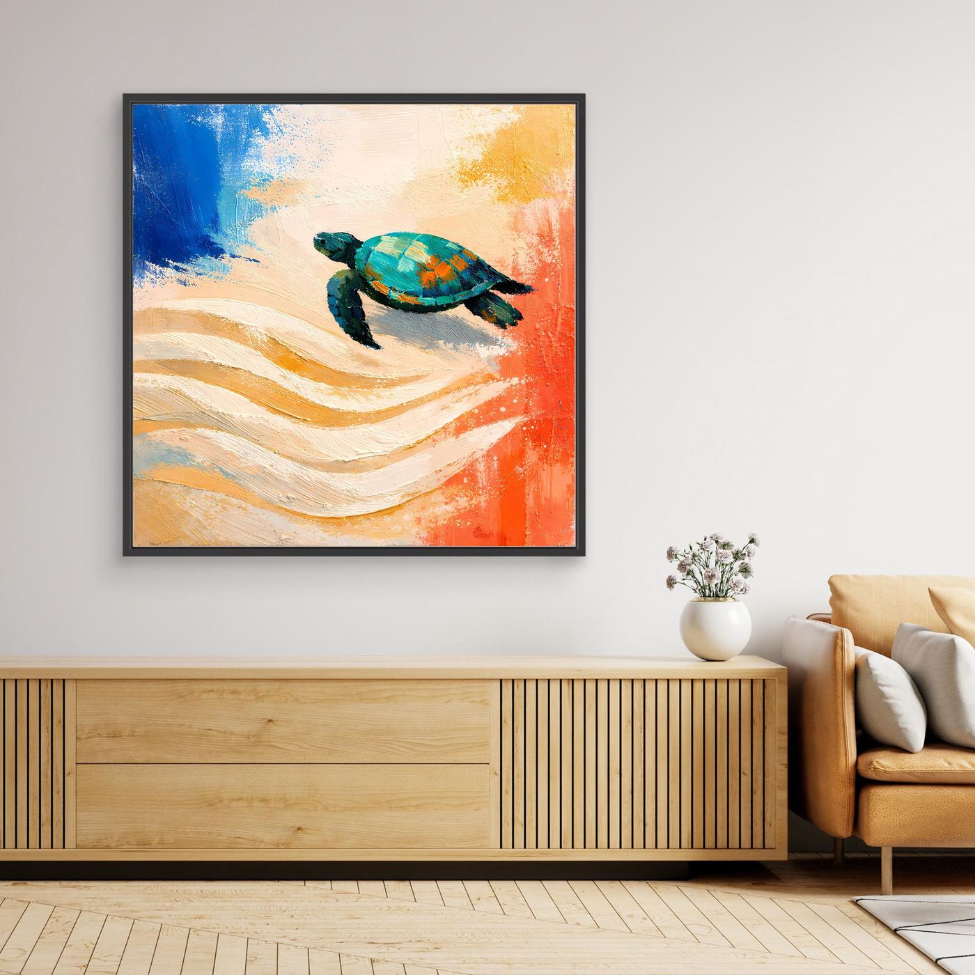Leinwand Elegante Meeresschildkröte im Ozean | Abstraktes Strand & Meer Wandbild