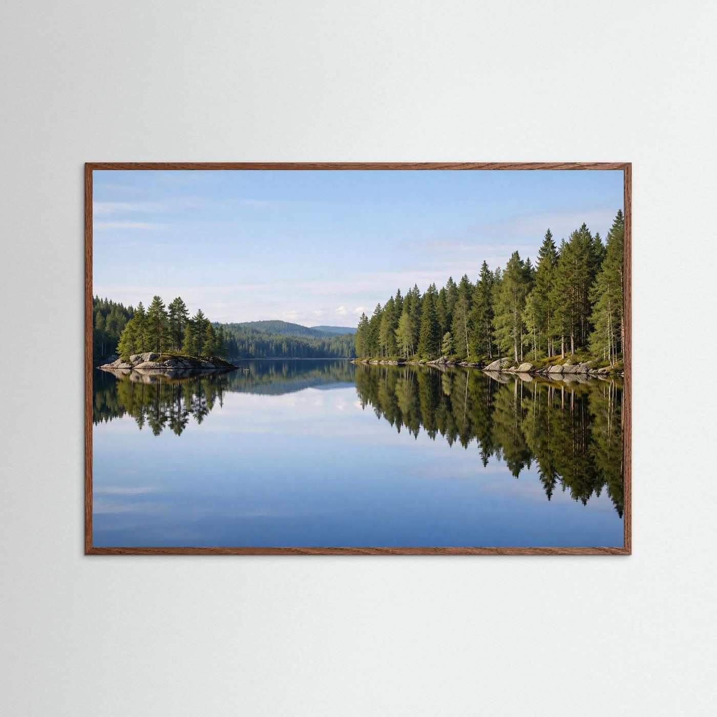 Idyllischer Waldsee in Skandinavien | Panorama See & Natur Poster Querformat
