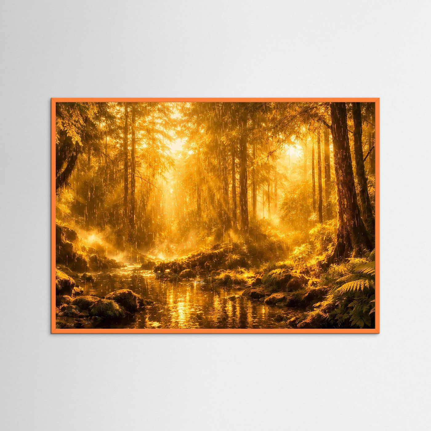 Poster Mystische Waldlandschaft mit Fluss | Majestätisches Urwald Wandbild