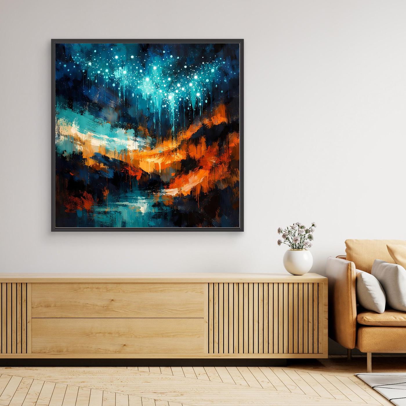 Leinwand Magische Glühwürmchen-Höhle | Abstraktes Natur Fantasy Wandbild